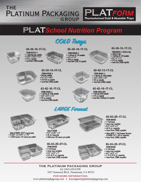 SCHOOL Nutritional Hot Cold Trays